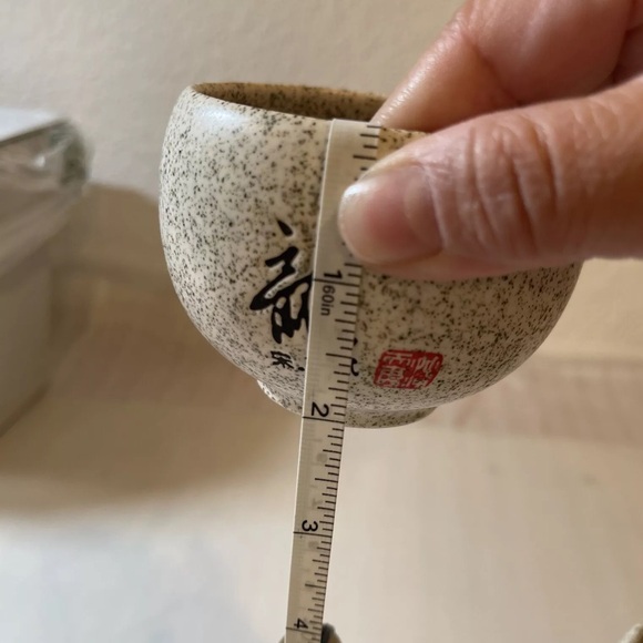 Ancient Japanese Speckled Ceramic Asian Tea Cup Vintage Rare Set of 4 - Picture 9 of 11